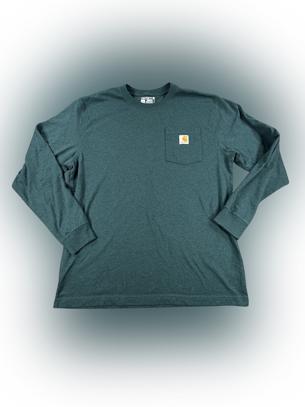 Men’s Carhartt Heather Teal Long Sleeve Pocket Tee Size M
